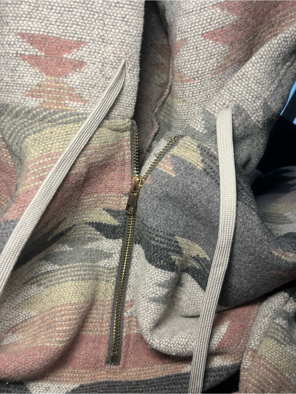 Women Patterned Zip-Up Hoodie Sweater - Gray & Multi